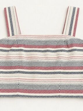 Bardot Striped Crop Top in White & Red Size Small